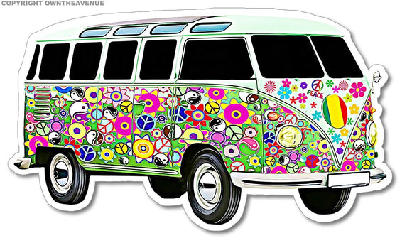 Woodstock Peace Love Music Dove Hippie Van Car Window Bumper Sticker Decal 3.5