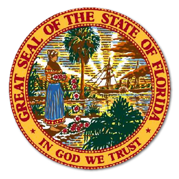 4” Florida State Seal State Southeastern South Car Truck Cup Vinyl Decal Sticker