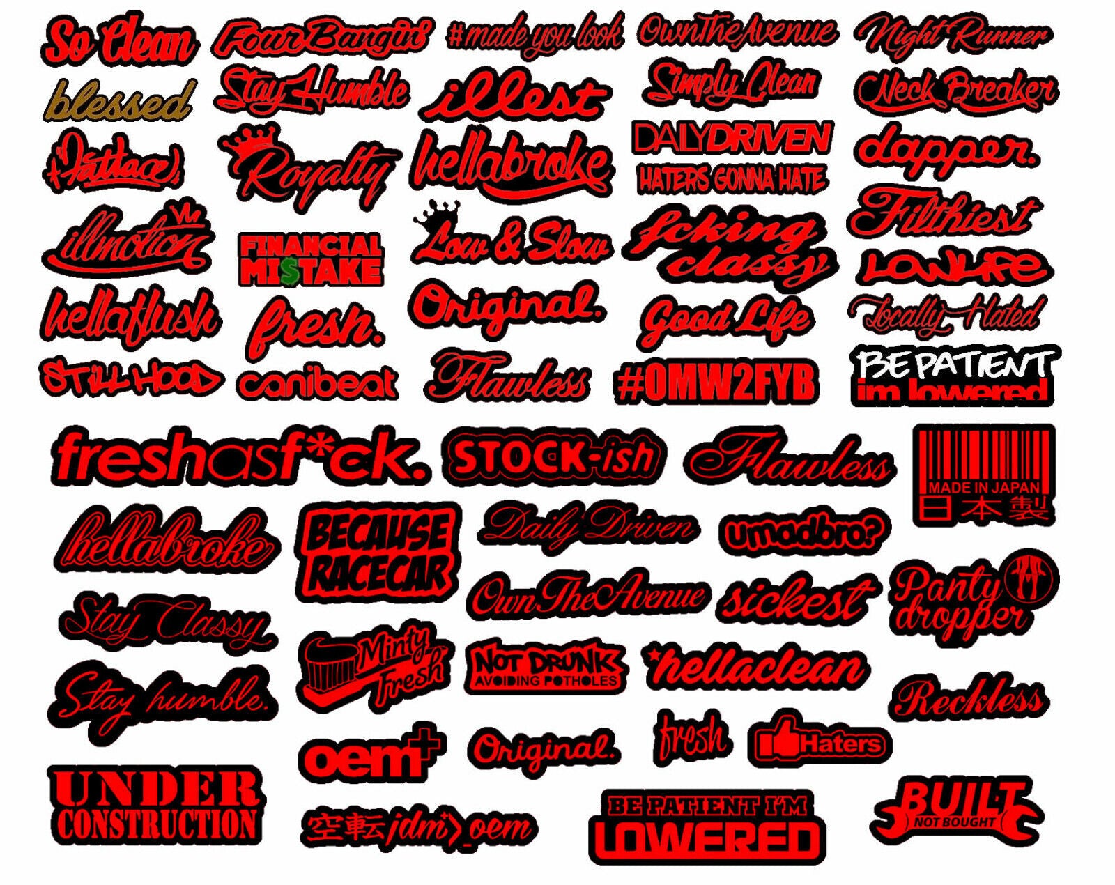 JDM 50 RANDOM CAR STICKERS DECALS BULK WHOLESALE PACK LOT RACE