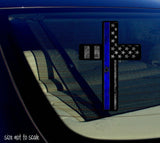 Blue Tattered Cross sticker decal - Police Christian Jesus 5" #BTatCross - OwnTheAvenue