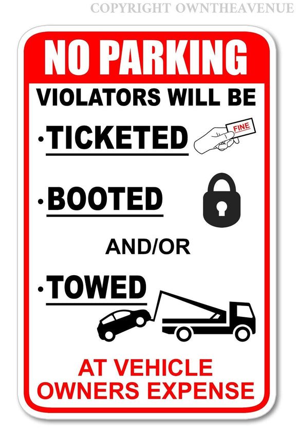 No Parking Ticketed Booted Towed Violation Owners Expense Vinyl Sticker Decal - OwnTheAvenue