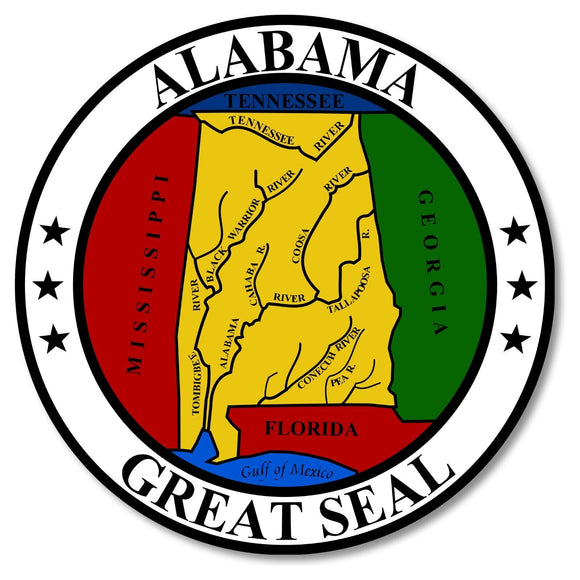 Seal of Alabama AL State Car Truck Window Bumper Laptop Cooler Cup Sticker Decal