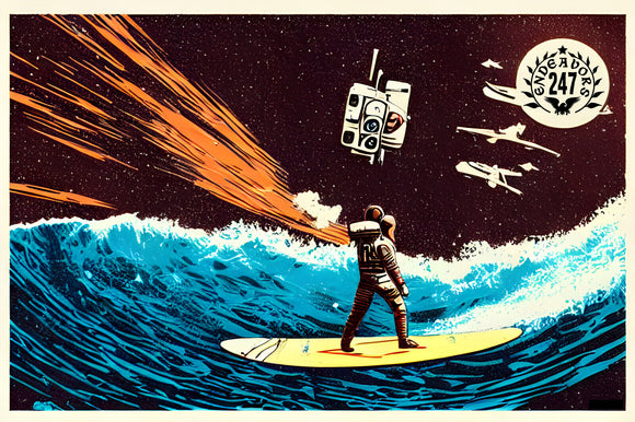 Endeavors247 Astronaut Surfing Surf Outer Space Galaxy Sci Fi Sticker Decal 4