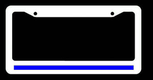 Reflective Thin Blue Line Support Police White License Plate Frame #whtFR8m - OwnTheAvenue