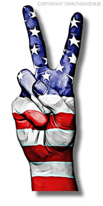 Peace Sign Logo USA Flag Hand American Flag Cooler Cup Car Bumper Vinyl Sticker