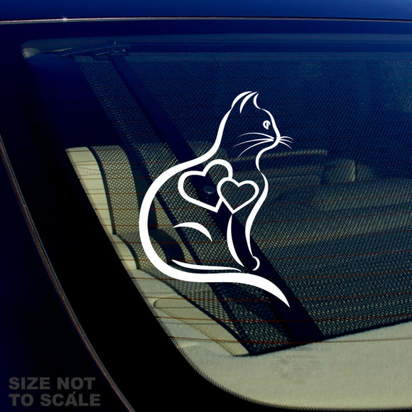 Cat Heart Vinyl Decal Sticker Car Window Bumper Kitten Adopt Paw Love Pet 4