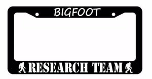 BIG FOOT Research Team Sasquach Hunting League Funny Black License Plate Frame - OwnTheAvenue