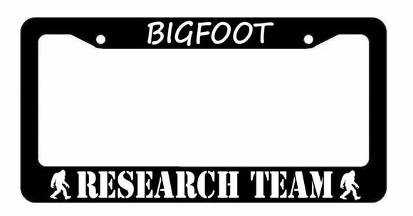 BIG FOOT Research Team Sasquach Hunting League Funny Black License Plate Frame - OwnTheAvenue