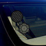 Merkaba Leaf And Flower of Life Sacred Geometry Decal Stickers Pack 3.75" Each - OwnTheAvenue