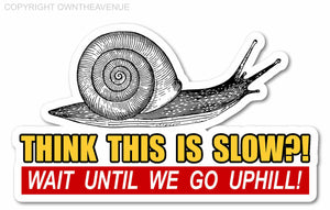 Think This Is Slow? Funny Snail 4 Cylinder Hybrid Electric Car Vinyl Sticker 5"