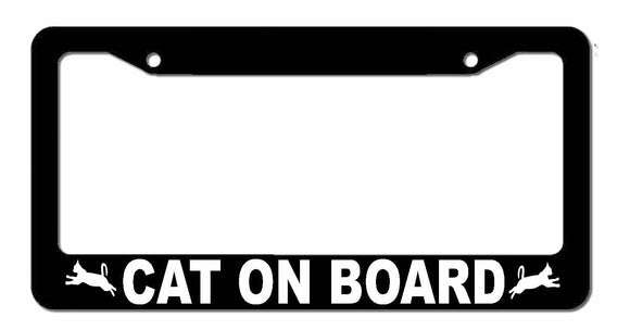 Cat on Board Cute Pet Funny Kitty Car Truck Auto License Plate Frame