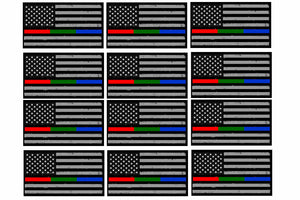 x12 Red Green Blue Line Sticker Decal Flag Fire Fighter Military Police 2" Each - OwnTheAvenue