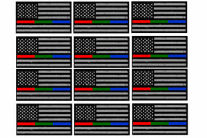 x12 Red Green Blue Line Sticker Decal Flag Fire Fighter Military Police 2" Each - OwnTheAvenue