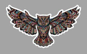 Owl Vintage Bird Animal Art Pattern Artistic Paint Vinyl Decal Sticker 4"