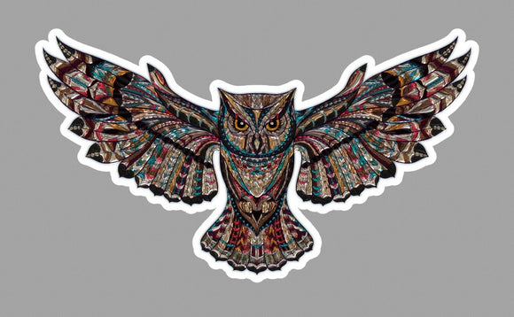 Owl Vintage Bird Animal Art Pattern Artistic Paint Vinyl Decal Sticker 4