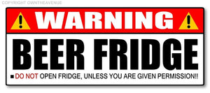 Warning Beer Fridge Do Not Open Funny Pong Bumper Sticker Decal 4" #FC4