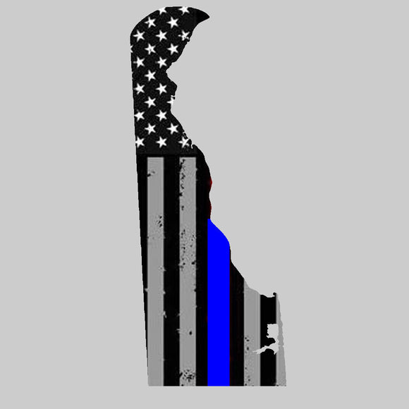 Delaware DE State Outline Blue Color Support Police Vinyl Sticker - OwnTheAvenue