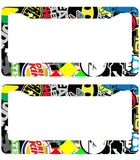 x2 JDM Sticker Bomb Black License Plate Frame DIY Model#74647 - OwnTheAvenue