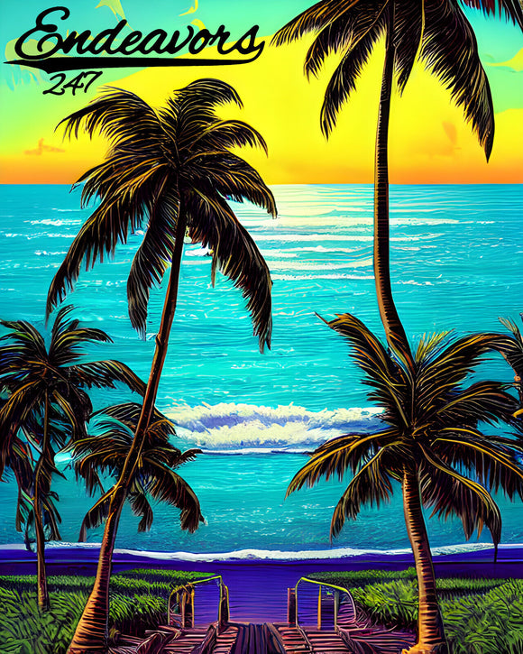 Welcome To Endeavors247 Paradise Beach Palm Trees Ocean Sunset Sticker Decal 4