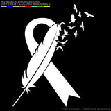 Feather Cancer Ribbon Breast Cancer Awareness Car Truck Decal Vinyl Sticker