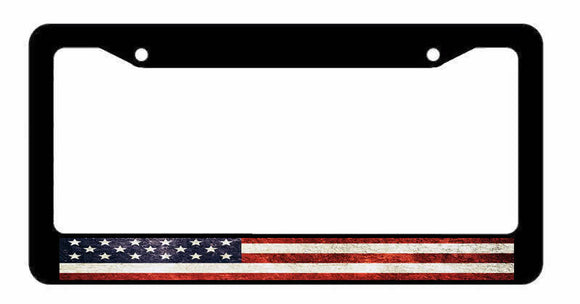 USA American Flag Tattered Distressed Grunge Style License Plate Frame - OwnTheAvenue