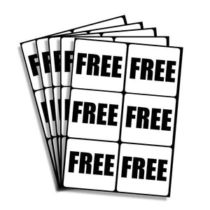 The Words "Free" Funny Stickers 25-1000 Pack Label Prank Gag Joke Decals - Approximately 2" Inches Each