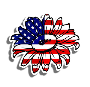 4" USA Flag Sunflower Vinyl Sticker Sun Flower Laptop Car Vehicle Window V01 - OwnTheAvenue