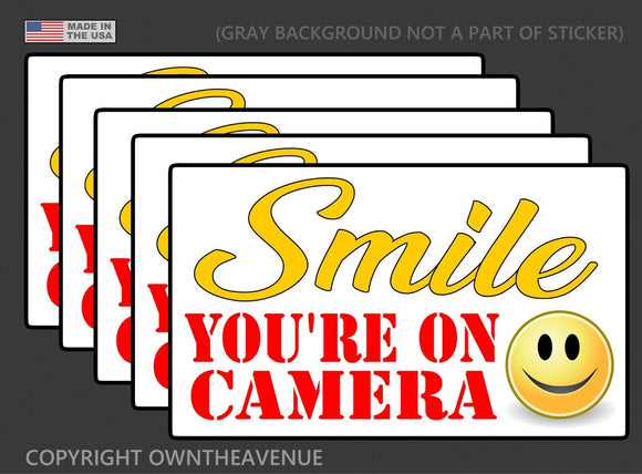 Smile You're On Camera Sticker Video Alarm Security System Decal Warning 5PK CLS - OwnTheAvenue