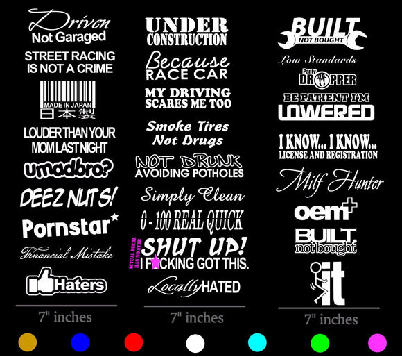 JDM 20 Random Car Sticker Decal Pack Lot Low Funny Euro JDM Boost Drift - OwnTheAvenue