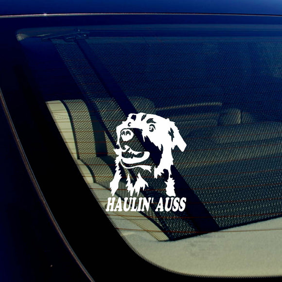 Haulin' Auss Australian Shepherd White Decal Sticker I Love My Rescue Dog 5