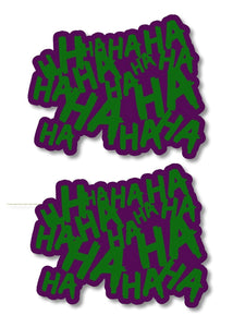 x2 / Two Pack Haha Sticker Decal Joker Serious Evil Car Purple/Green 4" sqFCG&P - OwnTheAvenue