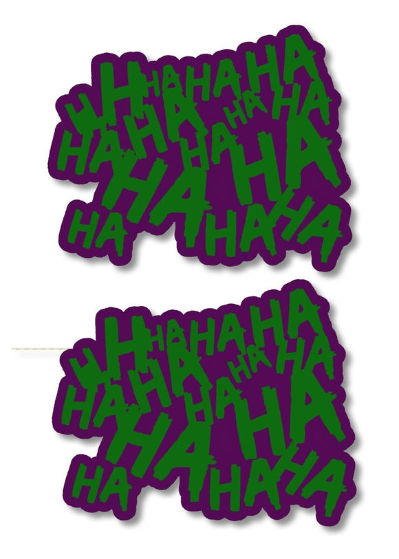 x2 / Two Pack Haha Sticker Decal Joker Serious Evil Car Purple/Green 4
