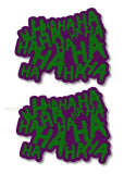 x2 / Two Pack Haha Sticker Decal Joker Serious Evil Car Purple/Green 4" sqFCG&P - OwnTheAvenue