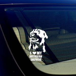 I Love My Australian Shepherd Car Window Bumper White Decal Sticker 5" #S32W - OwnTheAvenue