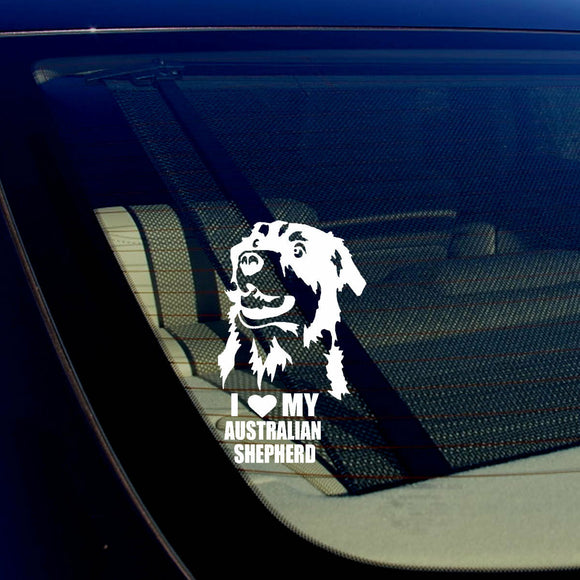 I Love My Australian Shepherd Car Window Bumper White Decal Sticker 5