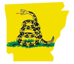 Arkansas AR State Outline Gadsden Flag Vinyl Sticker - 4" Inches Long Side - OwnTheAvenue