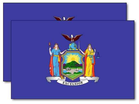 x2 New York State Flag Car Truck Window Bumper Laptop Cooler Vinyl Sticker Decal