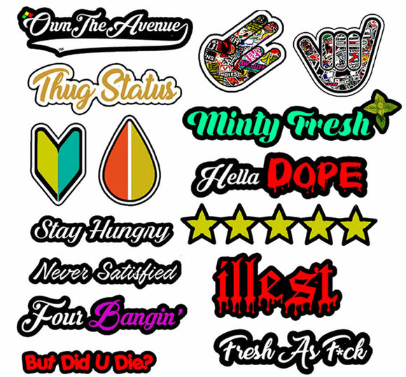 JDM 15 Car Sticker Decal Mega Pack Lot Tuner Low Funny Boost Drift Race Type2SH - OwnTheAvenue