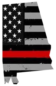 Alabama AL State Outline Red Color Support Firefighters Vinyl Sticker - OwnTheAvenue