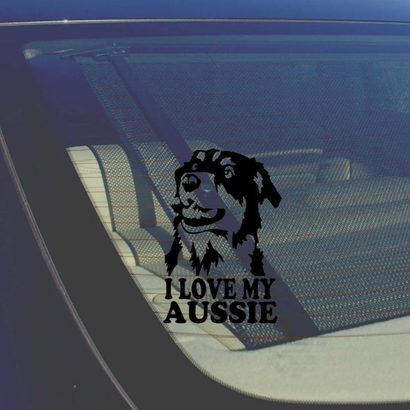 I Love My Aussie Australian Shepherd Black Decal Sticker Love My Rescue Dog 5