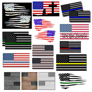 10 Random Red Blue USA American Flag Subdued Vinyl Sticker Decals - Model: 0287