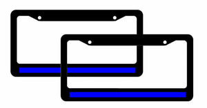 (2) Thin Blue Line License Plate Frames Reflective Support Police Officers #6679 - OwnTheAvenue