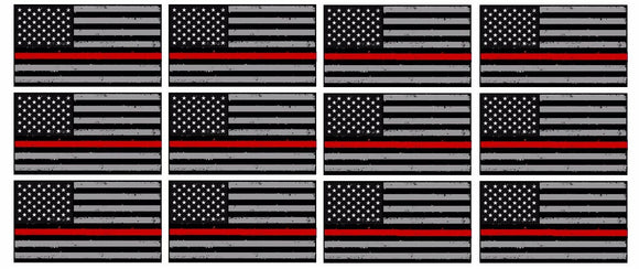 x12 Subdued Red Tattered Flag Firefighter 2