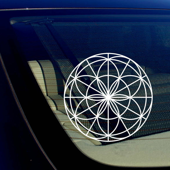 Flower of Life No 2 Sacred Geometry Math Kabbalah Car Window Sticker Decal 7.5