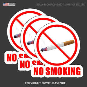 NO SMOKING Store Shop Mall Retail Business Vinyl Sticker Decal 3 Pack