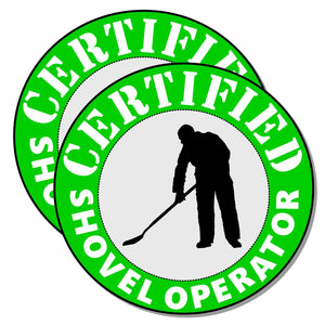 Certified Shovel Operator Funny Hard Hat Stickers Construction Helmet Decals 2PK