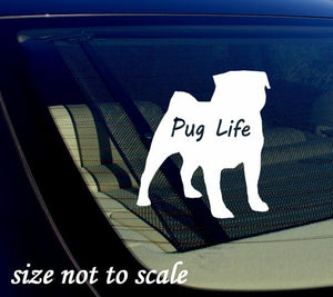 Pug Life Decal Sticker white Car Window Bumper - 5.5" x 6" (white) - OwnTheAvenue