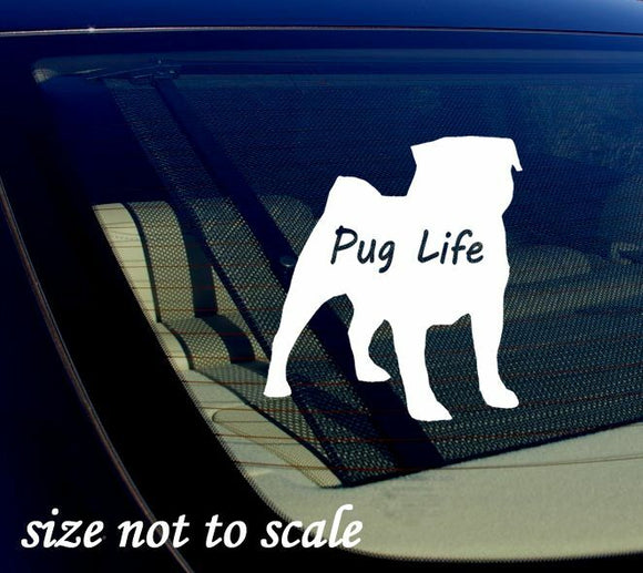 Pug Life Decal Sticker white Car Window Bumper - 5.5