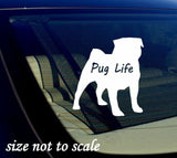 Pug Life Decal Sticker white Car Window Bumper - 5.5" x 6" (white) - OwnTheAvenue
