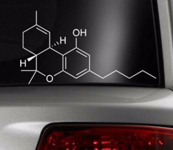 THC MOLECULE Sticker Vinyl Decal 420 Dope 7.5